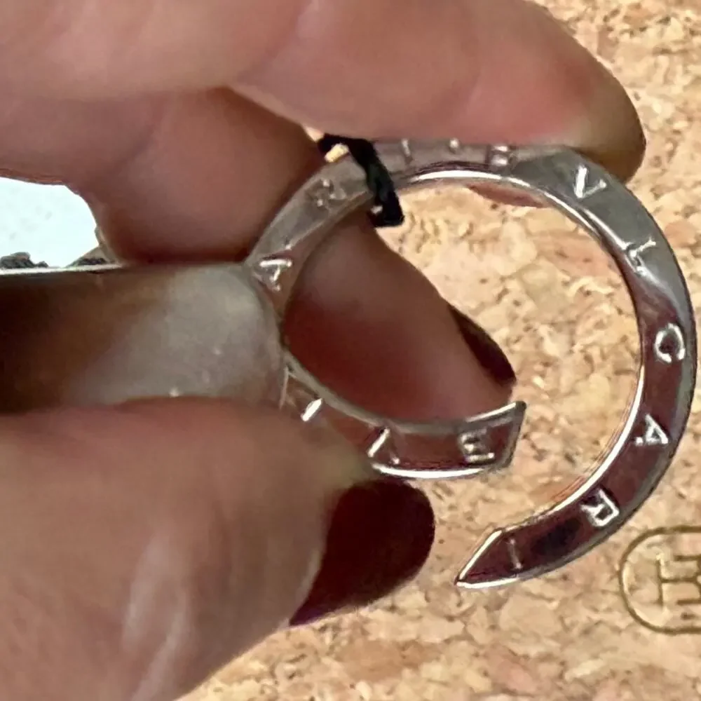BVLGARI Bulgari Timeless Gray Calf Leather Silver Keychain Keyhold Strap Gift